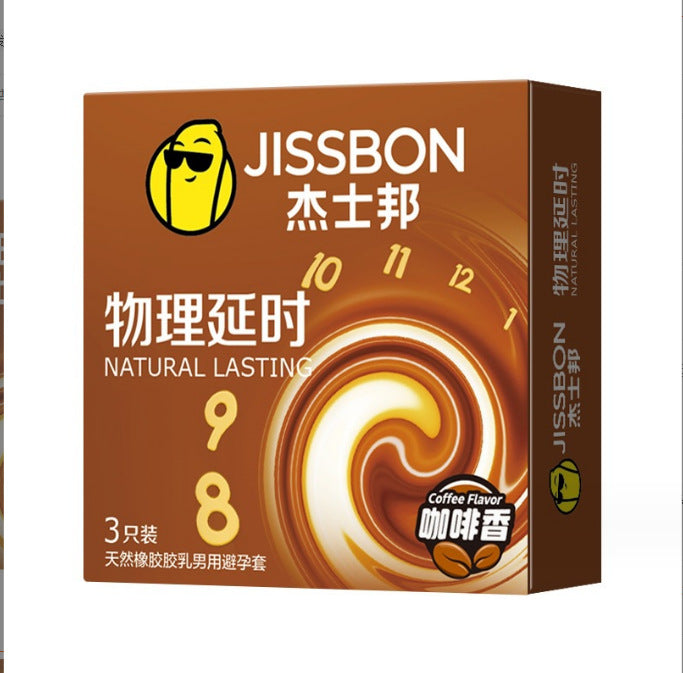 Jissbon Delay Condoms, Coffee Scented, 3-Pack