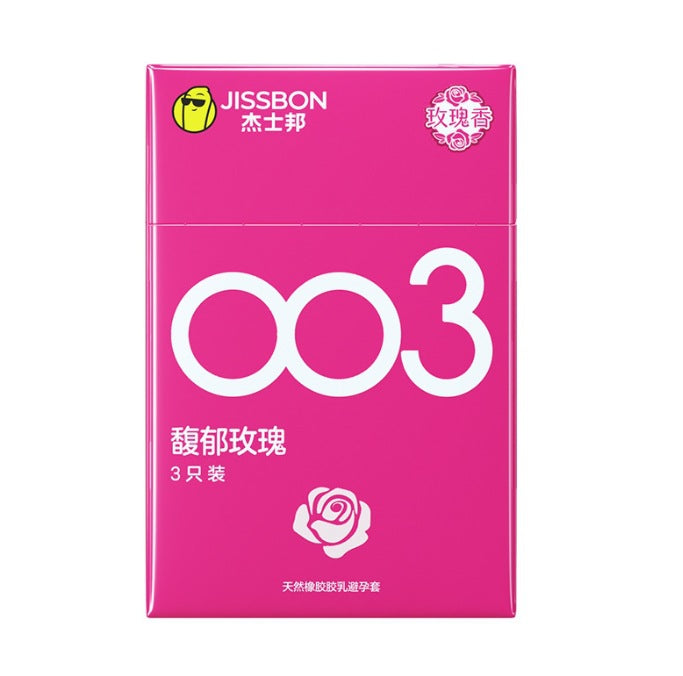 Jissbon 003 Velvet Rose Scented Condoms, 3-Pack