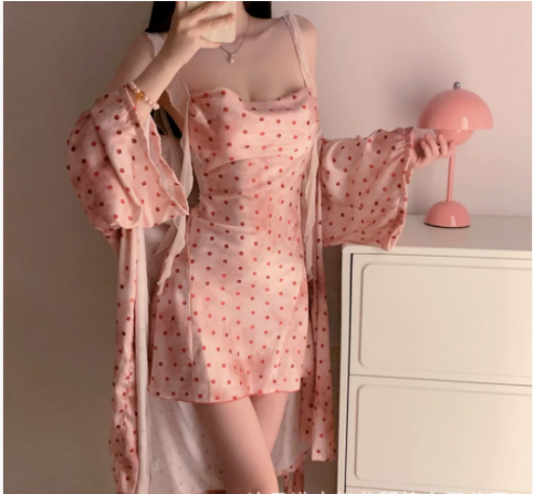 「PRE-ORDER」Peach Soda Polka Dot Slip Dress