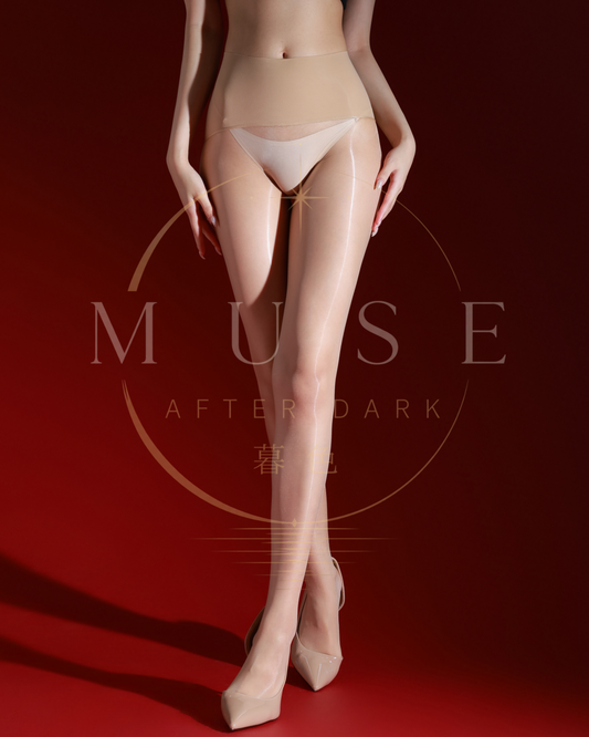 Whisper Glow Series 5D High-Density High-Waist Seamless Open-Crotch Pantyhose