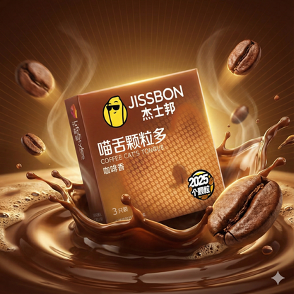 Jissbon "Cat Tongue" Intense Stimulation Condoms, Coffee Scented 【12-Pack】