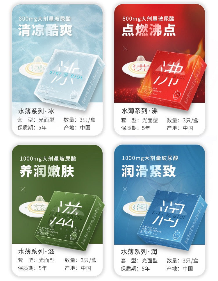 SIKI Aqua-Thin Warming Condoms, 3-Pack