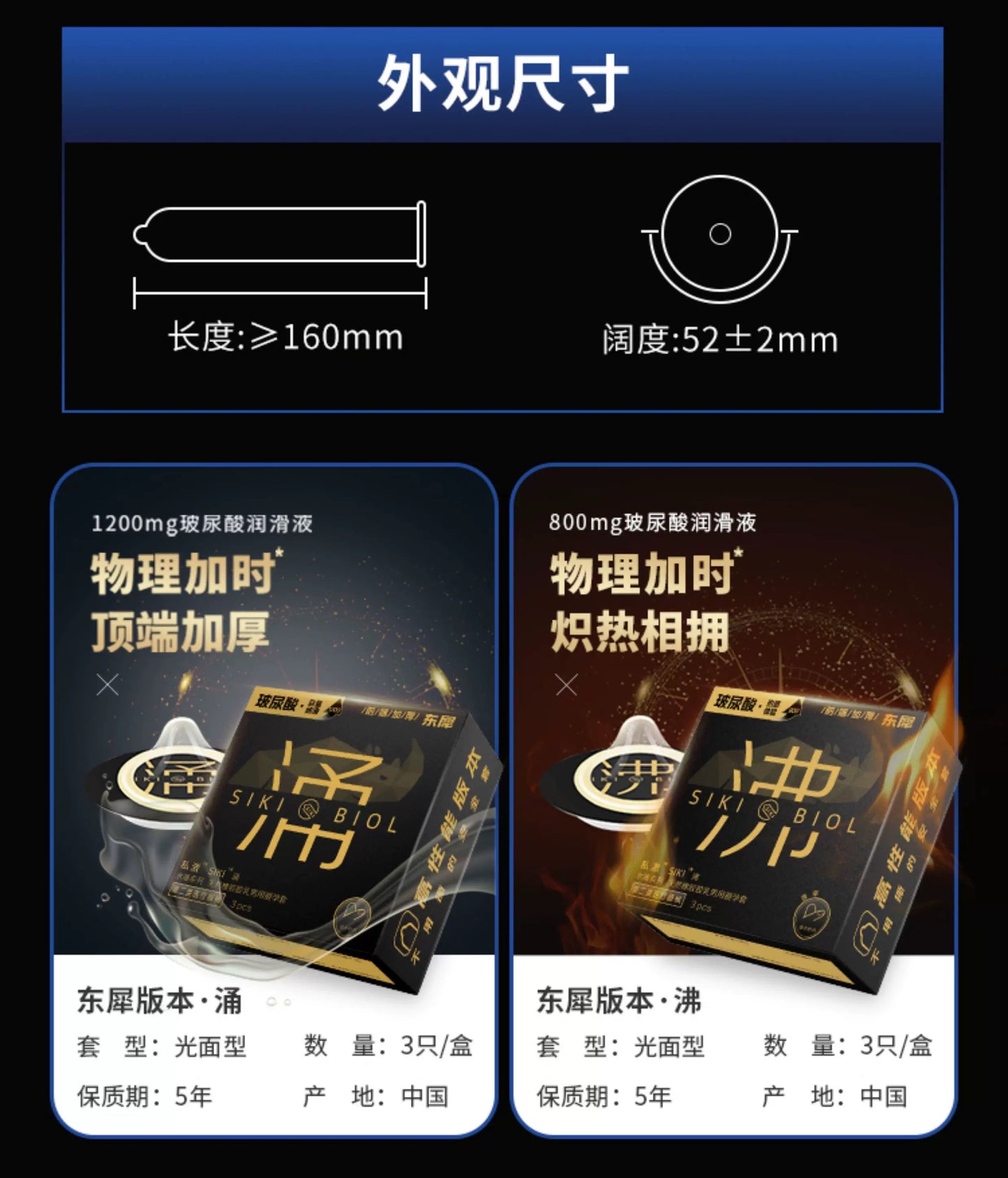 SIKI Aqua-Thin Warming Condoms, 3-Pack