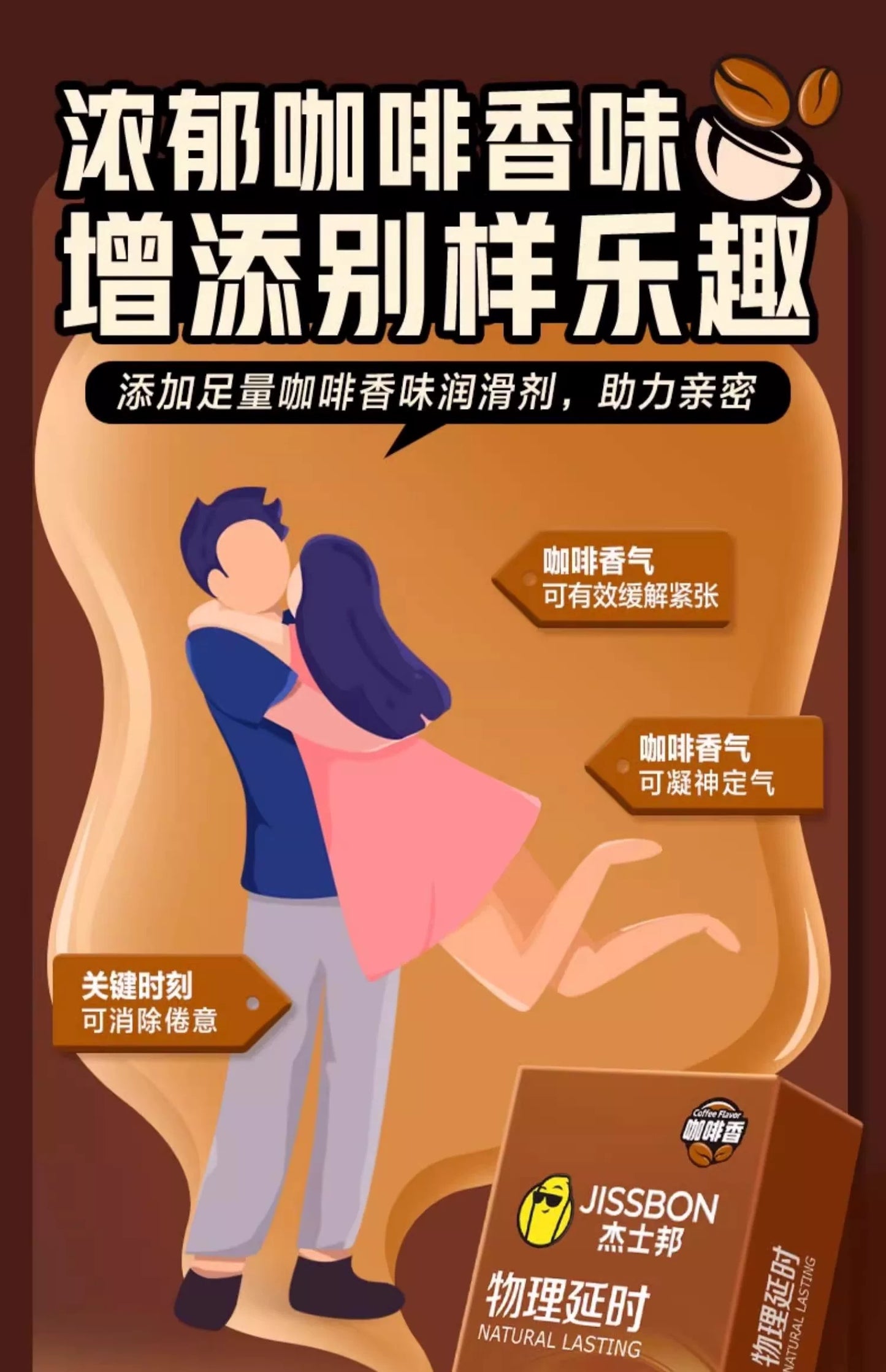 Jissbon Delay Condoms, Coffee Scented 【12-Pack】