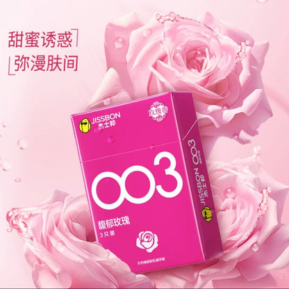 Jissbon 003 Velvet Rose Scented Condoms, 3-Pack