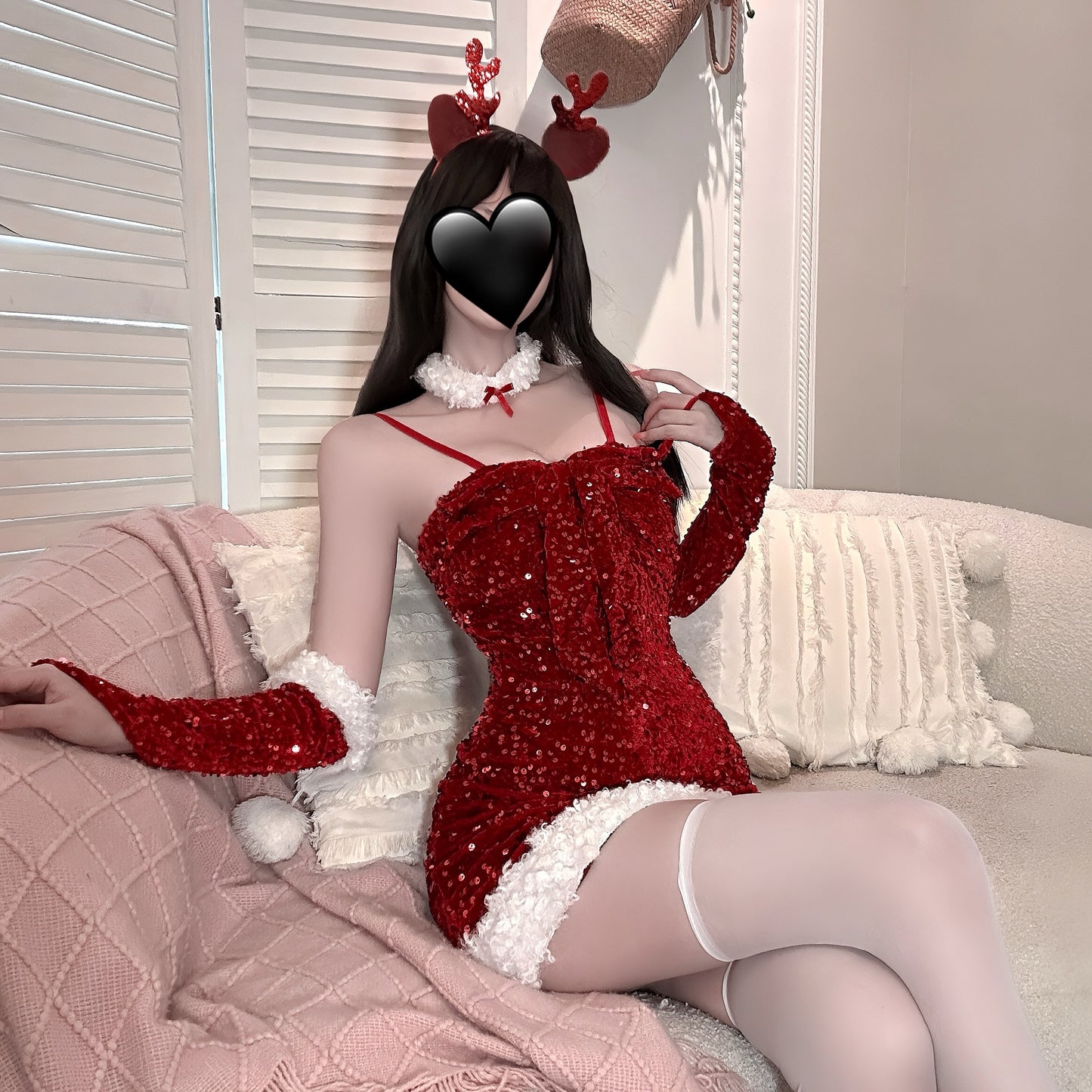 Christmas Red Sequin & Plush Teddy Set