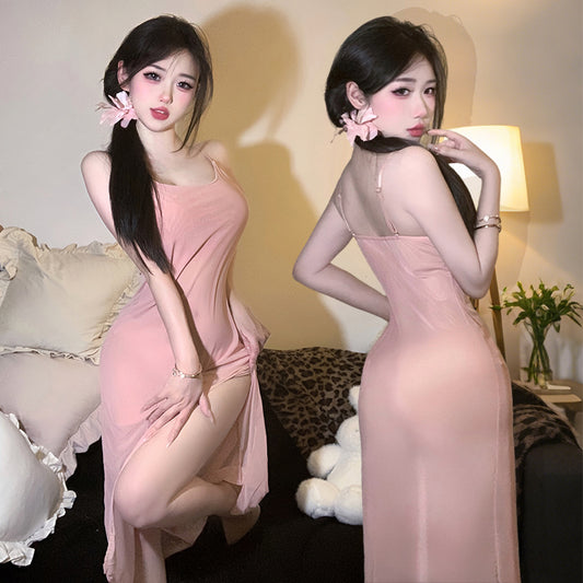 「PRE-ORDER」Moonlight Sonata High-Waist Sheer Panel Gown in Pink