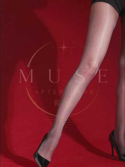 Whisper Glow Series 5D High-Density High-Waist Seamless Open-Crotch Pantyhose